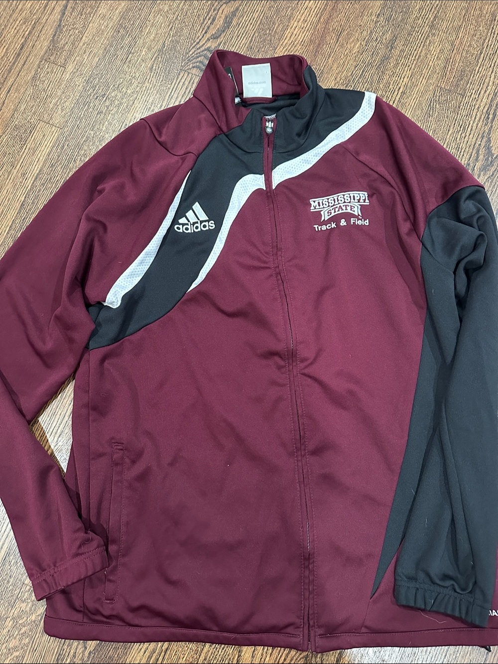adidas Maroon and Black Mississippi State Track Jacket